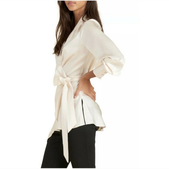 VERONICA BEARD Viv Silk Wrap Top - Cream size 8 NWT - Picture 3 of 8